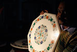 Marble salesman in Agra, near Taj Mahal. This marble is 30 times better than italian they say