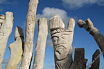 Old traditional wood figures at Ile de Pin, New Caledonia