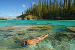 snorkeling in the incredible La piscine naturelle at Ile des Pins in New Caledonia